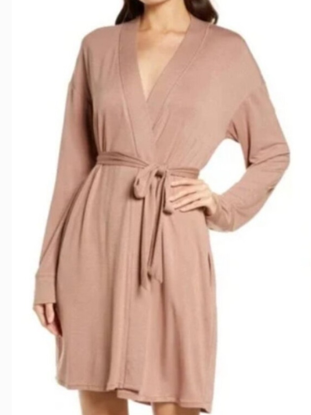 Skims Sienna Brown Ribbed Long Sleeve Robe